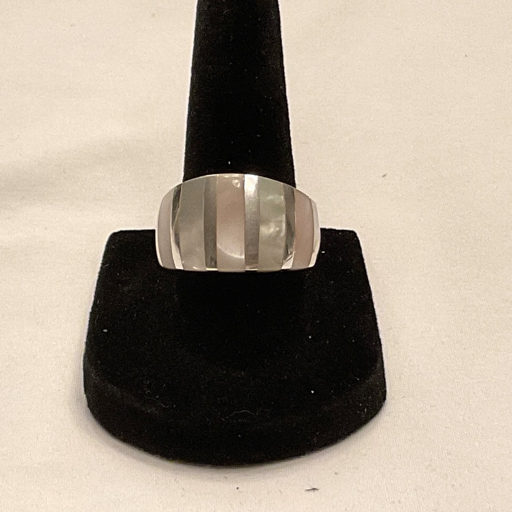 Sterling Silver Ring with Mother of Pearl Inlay